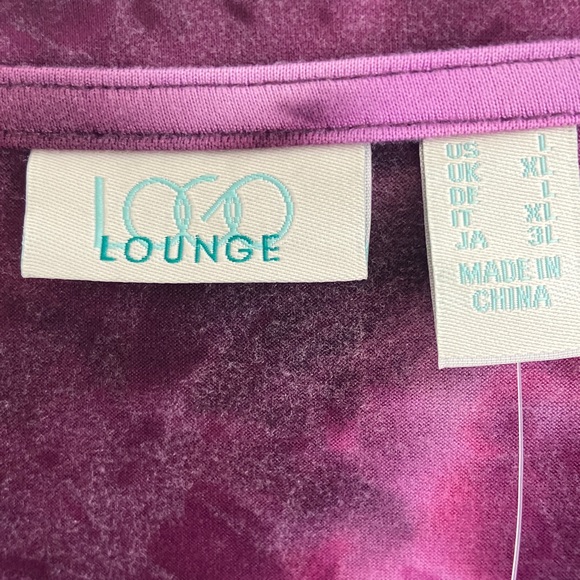 LOGO Lounge Brushed Tie-Dye V-Neck Long Sleeve Top Purple L NWT - Picture 2 of 6
